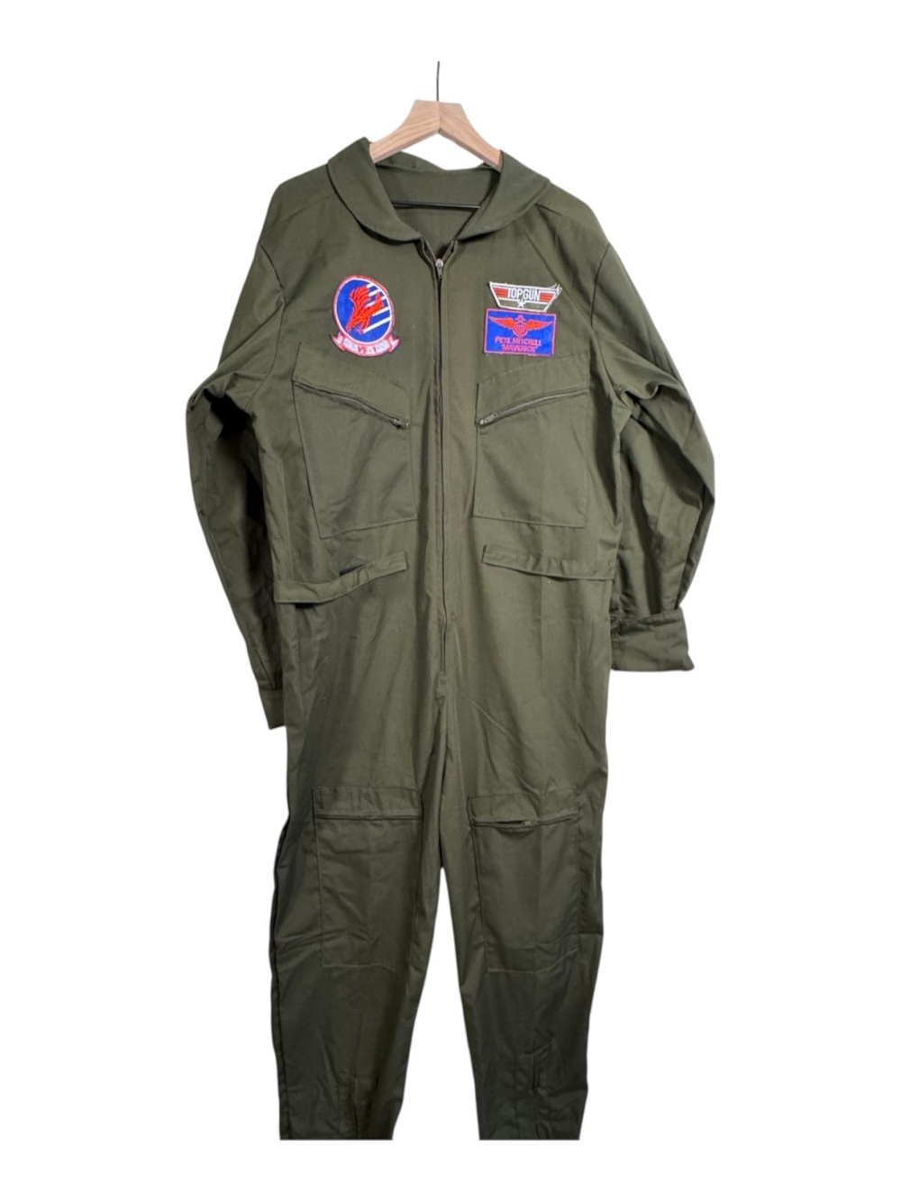 Kids Olive Green Flight-Style One-Piece Coverall